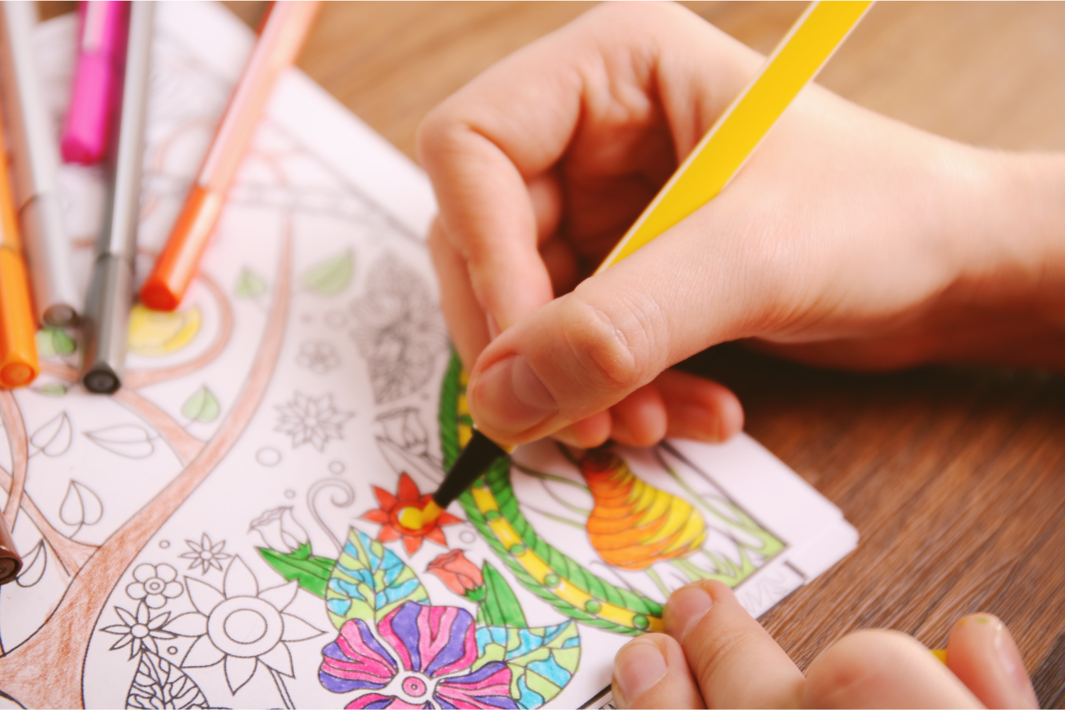 coloring in a coloring book